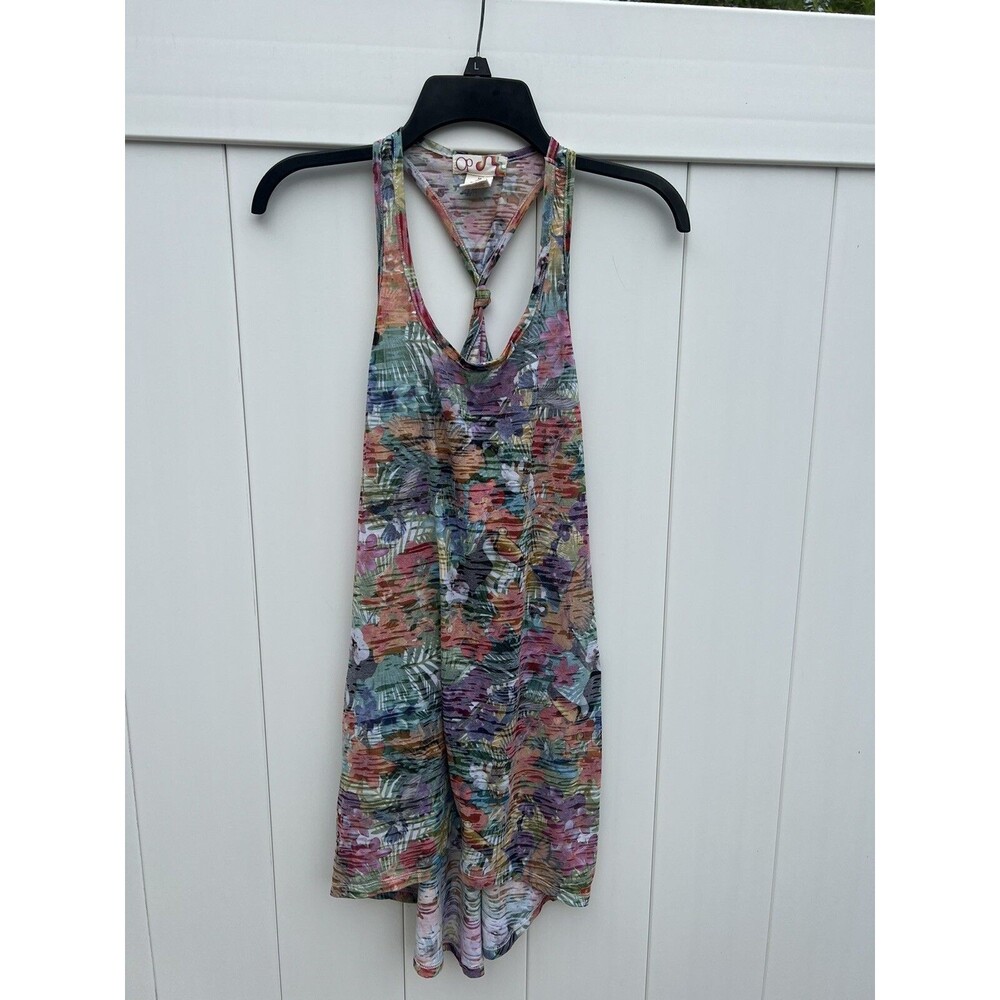 OP Ocean Pacific Girls 7-9 Tank Dress Colorful Floral Toucans Semi Sheer
